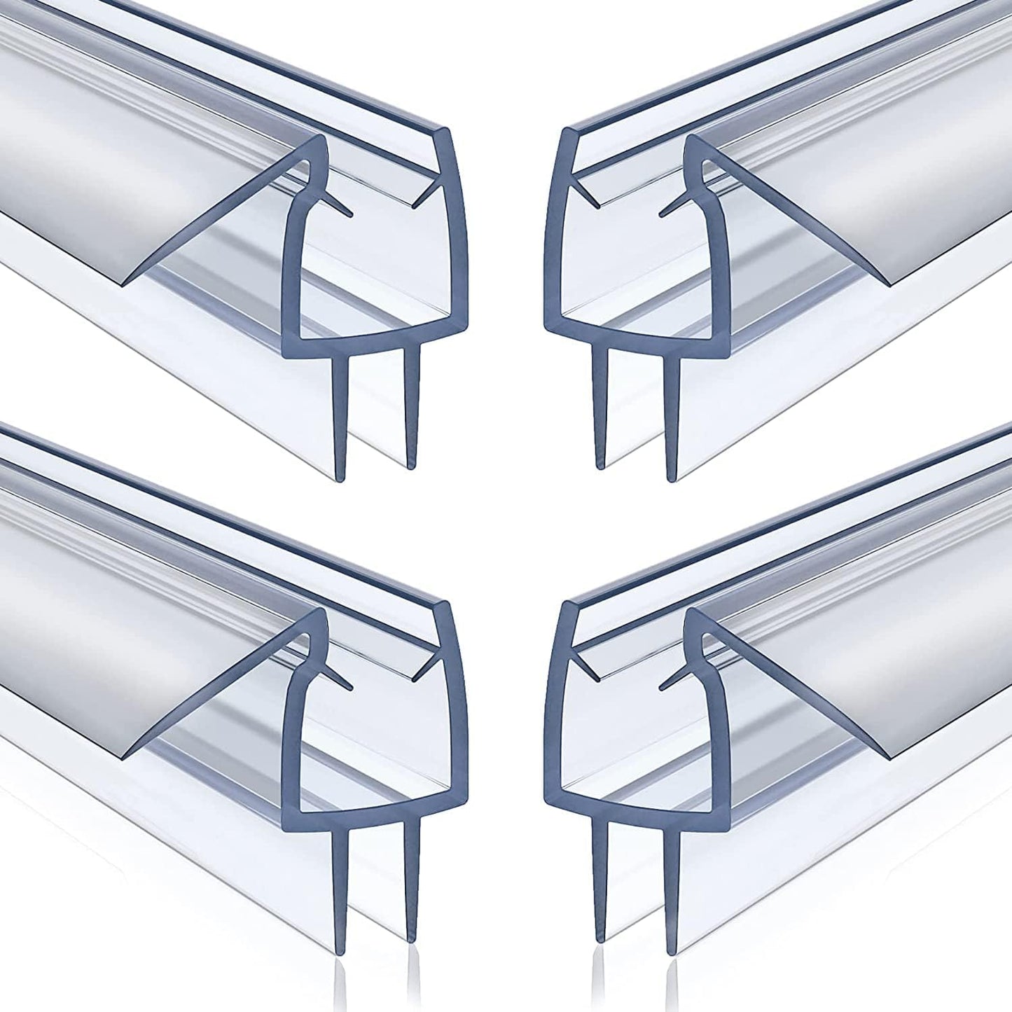 4 Pack Shower Door Bottom Seal Strip for 3/8 Inch Glass Door | Clear PVC shower door seal strip for 3/8 inch frameless glass doors, helps block water leaks and keep floors dry.