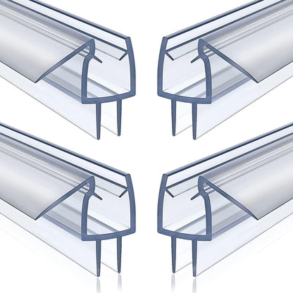 4 Pack Shower Door Bottom Seal Strip for 3/8 Inch Glass Door | Clear PVC shower door seal strip for 3/8 inch frameless glass doors, helps block water leaks and keep floors dry.