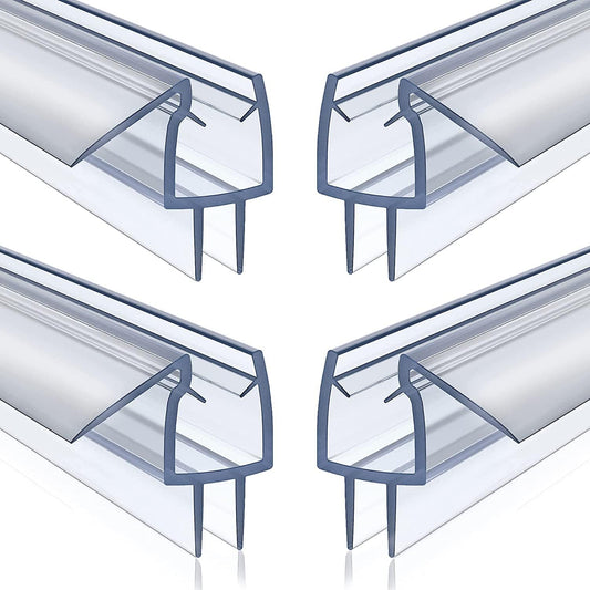 4 Pack Shower Door Bottom Seal Strip for 3/8 Inch Glass Door | Clear PVC shower door seal strip for 3/8 inch frameless glass doors, helps block water leaks and keep floors dry.