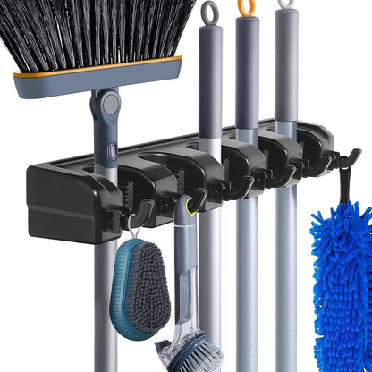 HYRIXDIRECT Broom Hanger Wall Mount Broom and Mop Organizer Wall Hanging Garden Tool Organizers Rack Garage Laundry Room Organizations and Storage with Hooks Heavy Duty