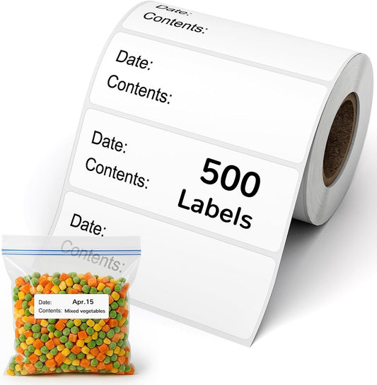 500 Pcs 1" x 3" Removable Freezer Labels for Food Containers
