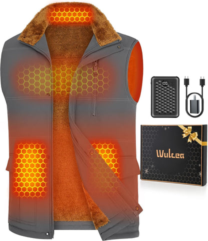 Wulcea Graphene Heated Vest Fleece For Men 7.4V Fast Charge Large Capacity Battery