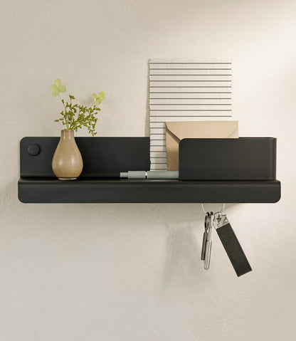 Kazai. Key Holder for Wall 'Holmsen' | Minimalist Key Hooks Design from Berlin | Modern Key Hanger with Metal Shelf | Key Hook Wall Mounted as Hallway Furniture | Sand Taupe
