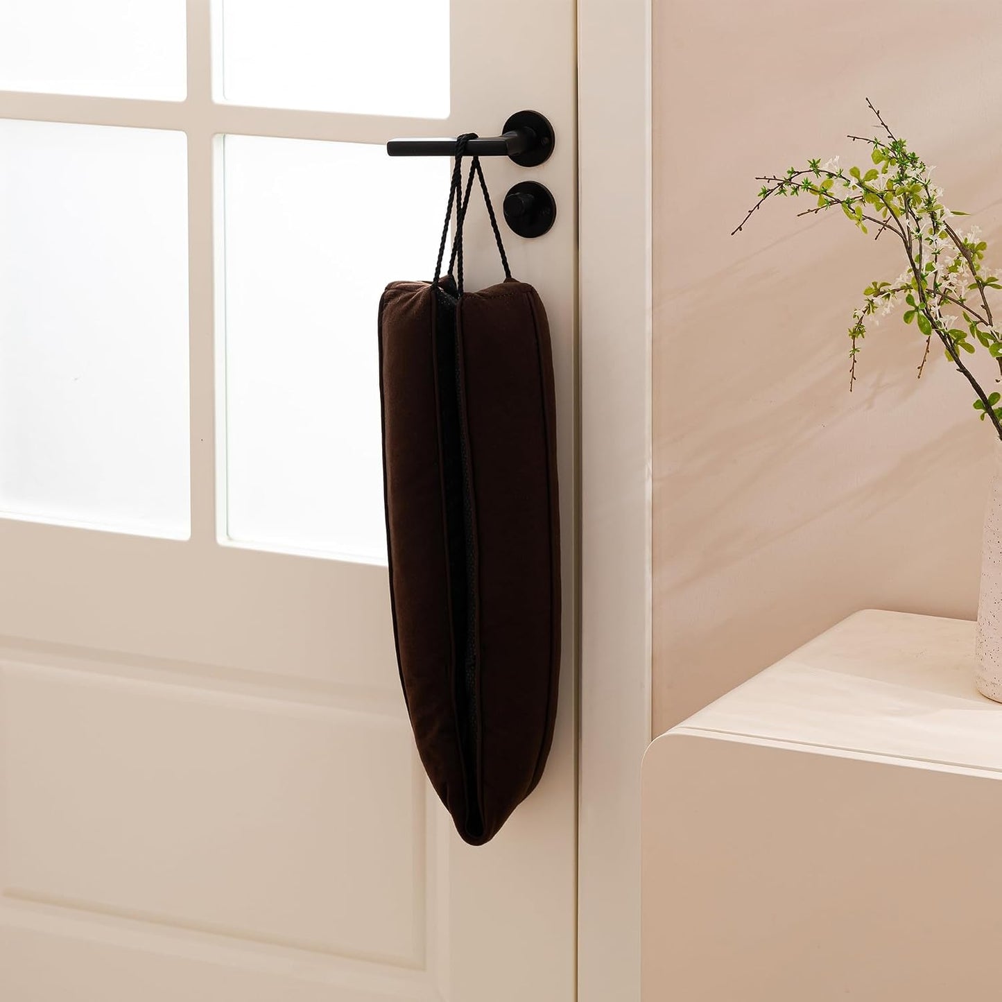 Door Draft Stopper with Removable Washable Cover, 38", Black | Weighted Gap Filler, Blocks Hot and Cold Air, All-Season Seal, Easy Install, Noise & Wind Blocker, Home Essentials