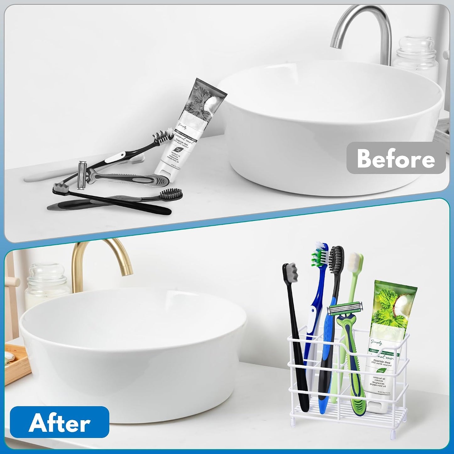 Electric Toothbrush Holders for Bathrooms 304 Stainless Steel Quick Drying | Upgrade Heavy Duty Sturdy Durable Toothpaste Holder Bathroom Organizer Storage Decor Accessories Tooth Brush Holder Caddy