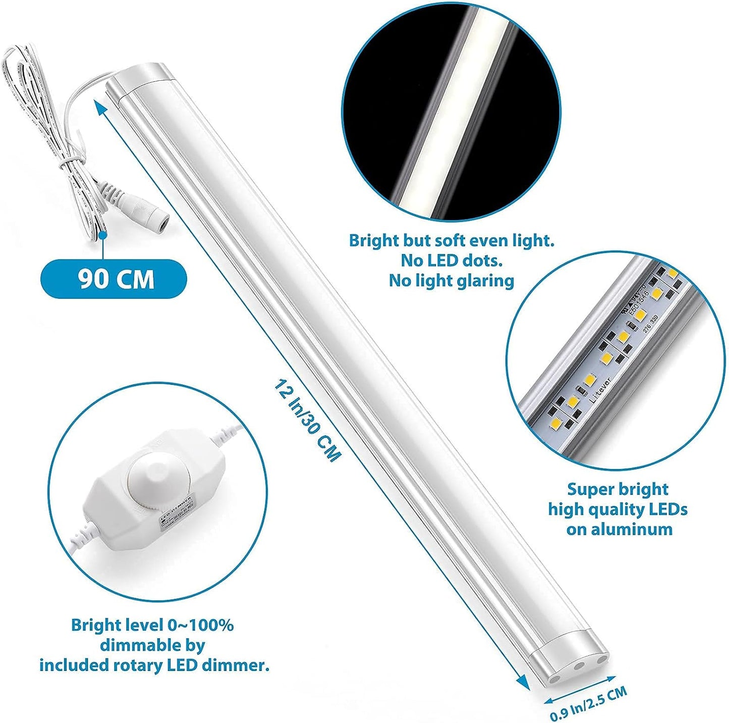 Motion Sensor LED Light Bar Kit. Plug in. Perfect to Work as Motion Activated Lighting for Under Cabinets Closets Wardrobe Hallway Stair Beds Garage Kitchen. 1-Light-Bar. Daylight White 5000K.
