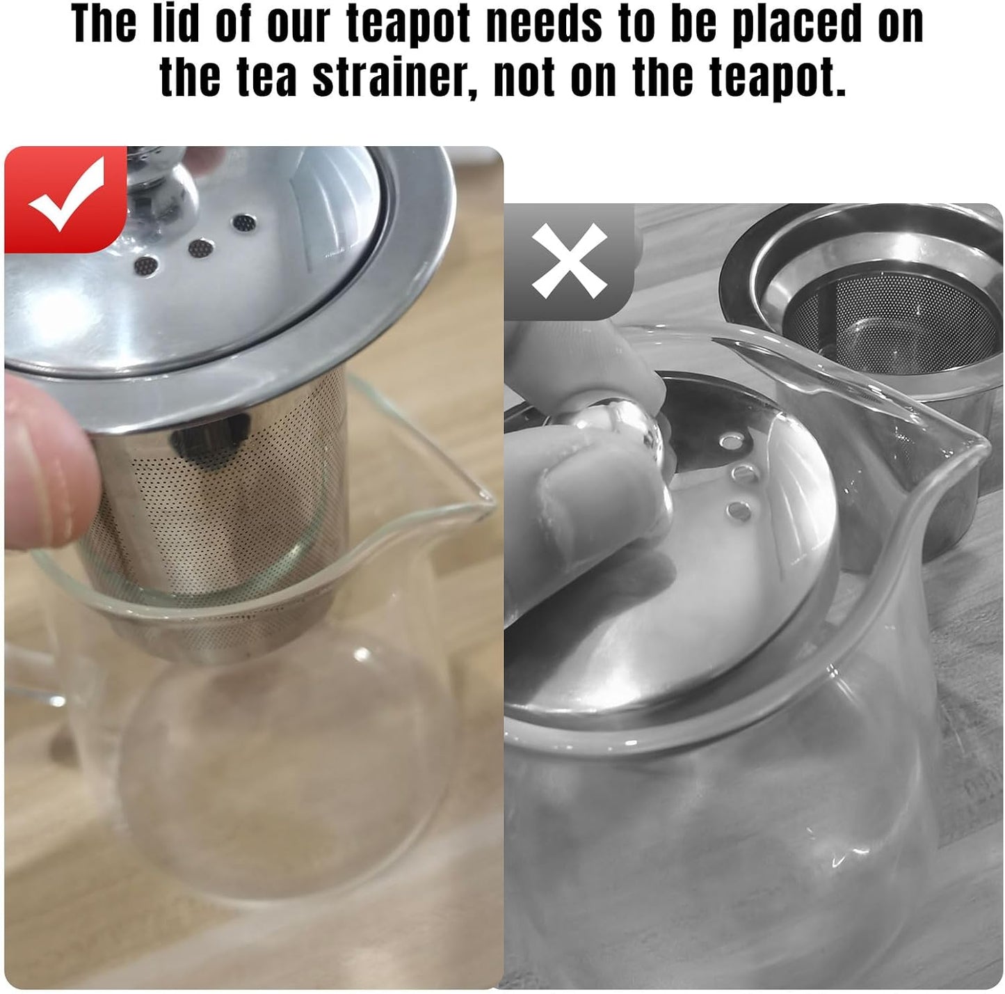 PARACITY Glass Teapot Stovetop 22 OZ/650ml, Tea pot with Removable 18/8 Stainless Steel Infuser, Borosilicate Clear Tea Kettle, Teapot Blooming and Loose Leaf Tea Maker Tea Brewer for Camping, Travel | Clear small tea kettle with infuser and tea pot with