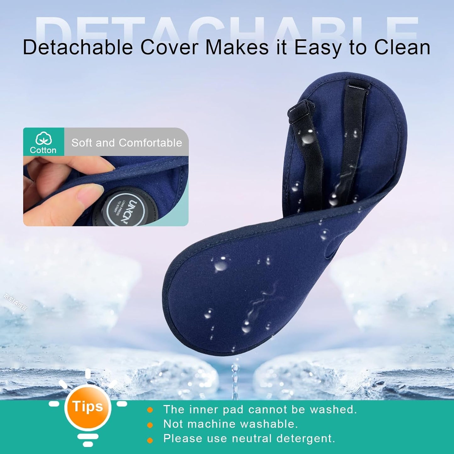 UNCN Heated Eye Mask for Dry Eyes Cordless Rechargeable 4 Temp Settings | 2500mAh cordless 4 temp settings 85-155°F 4 auto timers 20-50min off block light adjustable washable cotton cover