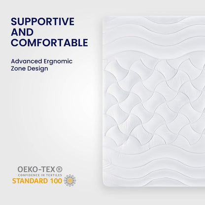 SLEEP ZONE Cooling Queen Mattress Topper, Premium Zoned Cool Mattress Pad Cover, Padded Mattress Protector Breathable Washable, Deep Pocket 8-21" (Grey, Queen)