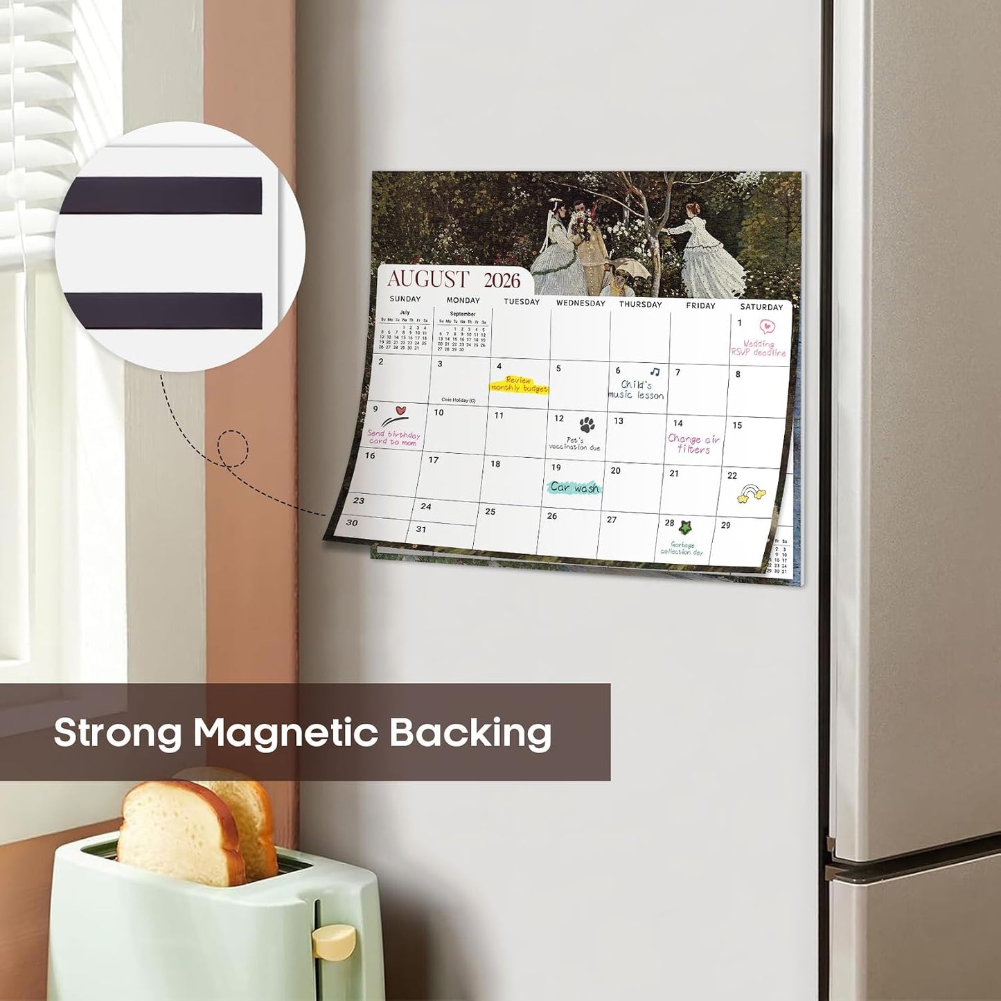2026-2027 Magnetic Calendar for Refrigerator, Apr 2026-Dec 2027 | 21-Month Fridge Calendar 2026-2027 for Home Planning, Scheduling and Easy Organization, Greenery