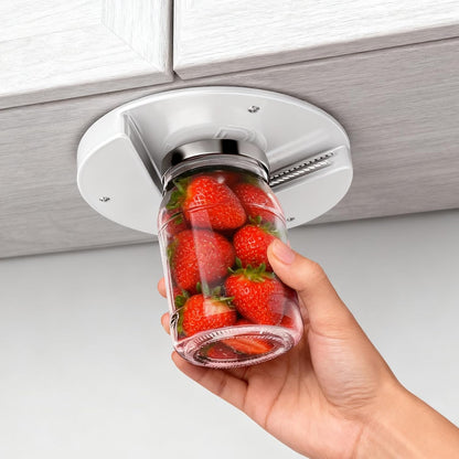 Jar Opener for Seniors & Arthritis - Under Cabinet Mount, Easy Grip for Weak Hands, Effortless Twist to Open Any Jar, Bottle & Lid, Rust-Proof Adjustable Opener