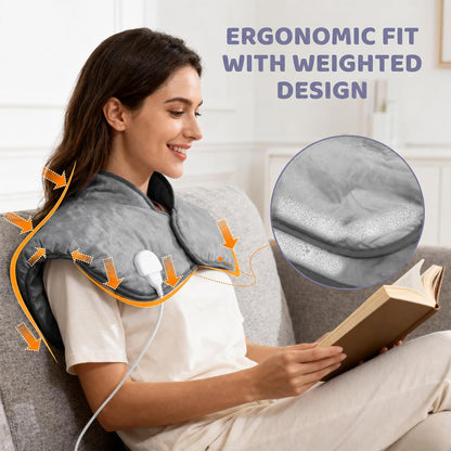 Heating Pad for Neck and Shoulders and Back, Weighted Electric Heat Pads | Heating Pad for Period Cramps with 6 Heating & 4 Timer Setting, Soft Comfort Fabric, Christmas Birthday Gifts for Women Men