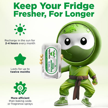 Fridge Ninja XL Pack Refrigerator Deodorizer, Fridge Odor Eliminator | Better than Baking Soda, Refrigerator & Fridge Smell Eliminator, Freezer Deodorizer Odor Eliminator for Refrigerators