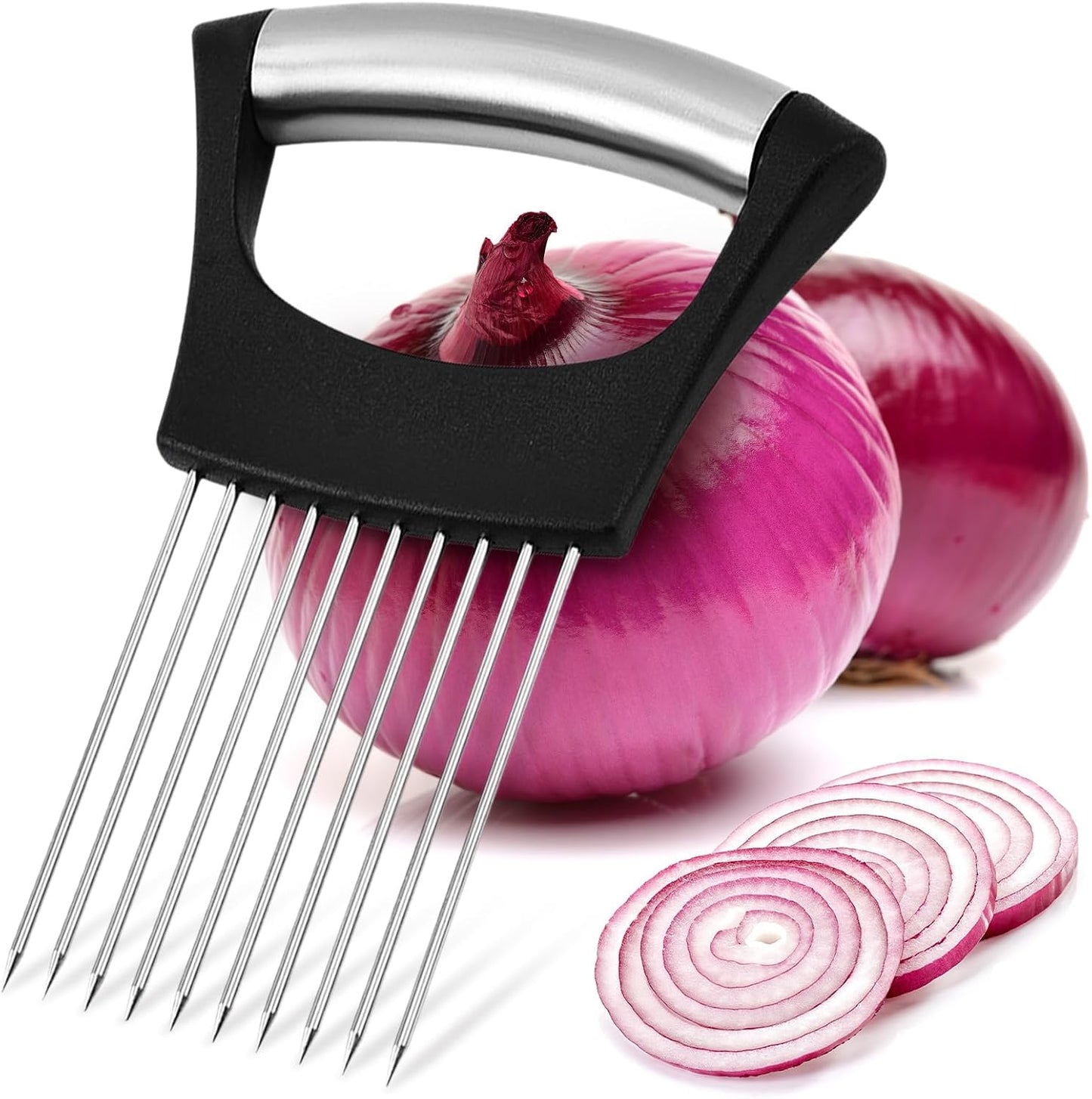 Onion Slicer Thin-Egg Chopperonion Onion Holder For Slicing,Avocado Slicer Tool Blooming Onion Cutter Kit,Tomato Slicers For Home Use Cool Kitchen Gadgets 2024 (Black(No handle))