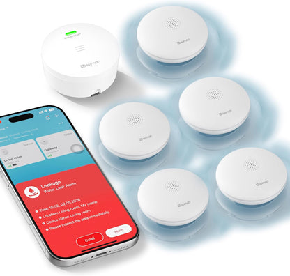 Heiman Water Leak Detector, 3 Pack Water Sensor Alarm for Home,with Gateway | 10-Year Battery-Powered Smart WIFI Water Alarm Flood Sensor for Home/Basement/Sump Pump,Real-Time App Alert and Sound Alarm