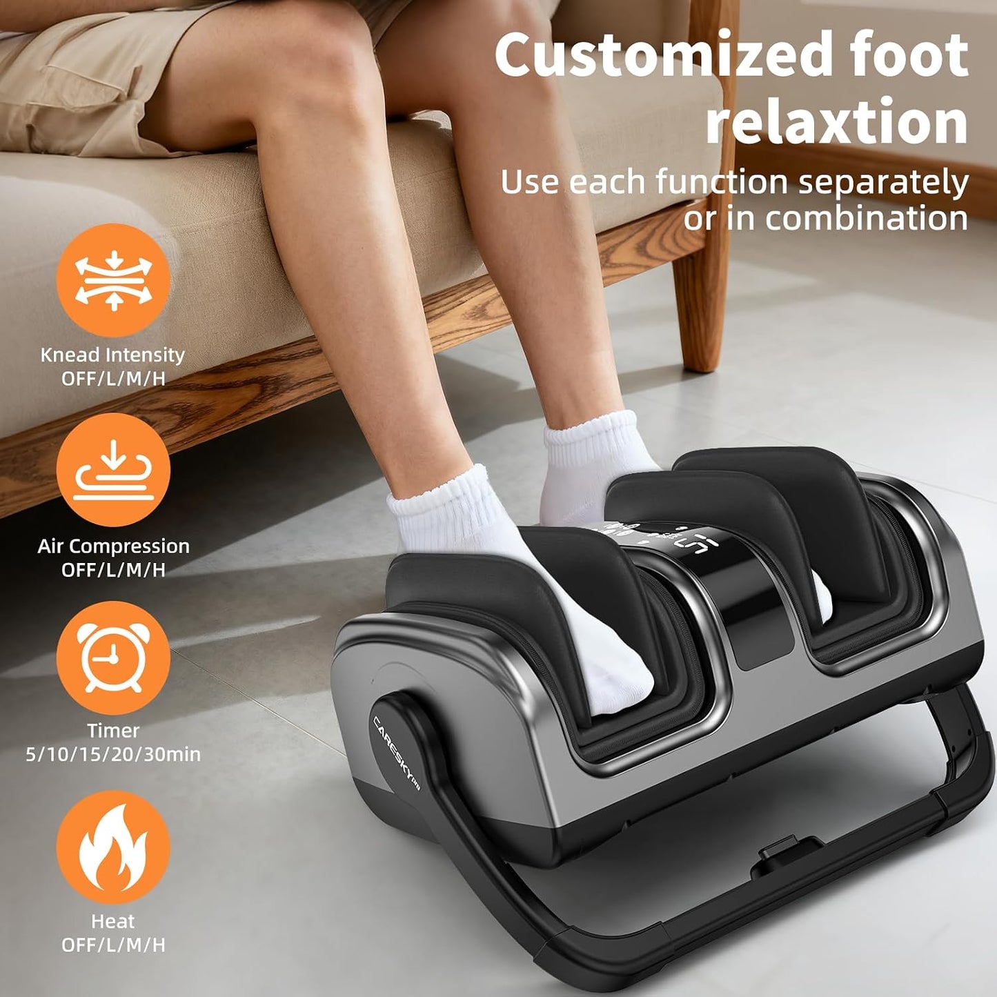 Shiatsu Foot Massager with Heat, Deep Kneading Foot Massager for Plantar Fasciitis, Neuropathy, Circulation and Pain Relief, Foot and Calf Massage at Home/Office