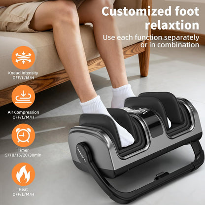 Shiatsu Foot Massager with Heat, Deep Kneading Foot Massager for Plantar Fasciitis, Neuropathy, Circulation and Pain Relief, Foot and Calf Massage at Home/Office