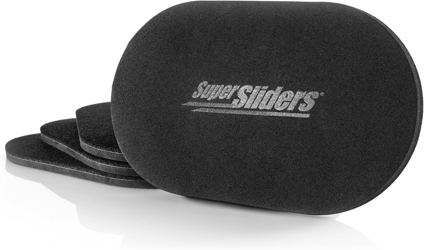 Super Sliders 5-3/4" x 9-1/2" XL Oval Reusable Furniture Sliders for Carpet, Anti-Slip Protective Furniture Moving Pads for Beds, Sofas, Dressers, Set of 4, Brown