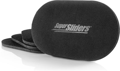 Super Sliders 5-3/4" x 9-1/2" XL Oval Reusable Furniture Sliders for Carpet, Anti-Slip Protective Furniture Moving Pads for Beds, Sofas, Dressers, Set of 4, Brown