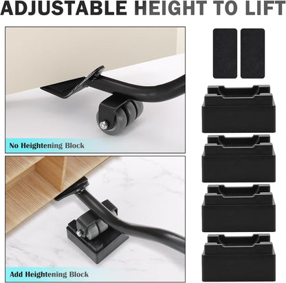 22" Furniture Lifter Tool, Appliance Metal Lifter for Heavy Furniture Grey | 1 Lifter Tool, 4 Raise Blocks, Movers, Sliders & Wheels to Move Sofa, Refrigerator, Washing Machine Easily & Safely
