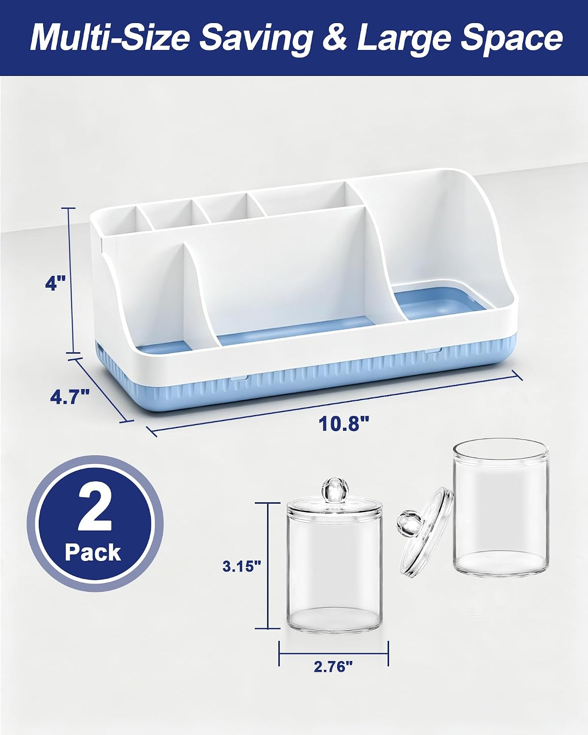 Bathroom Counter Organizer and Storage, 7 Slots Detachable Toothbrush Holders for Bathrooms, Anti-Slip Electric Toothbrush and Toothpaste Holder Countertop Vanity Organizer Accessories for Adults Kids