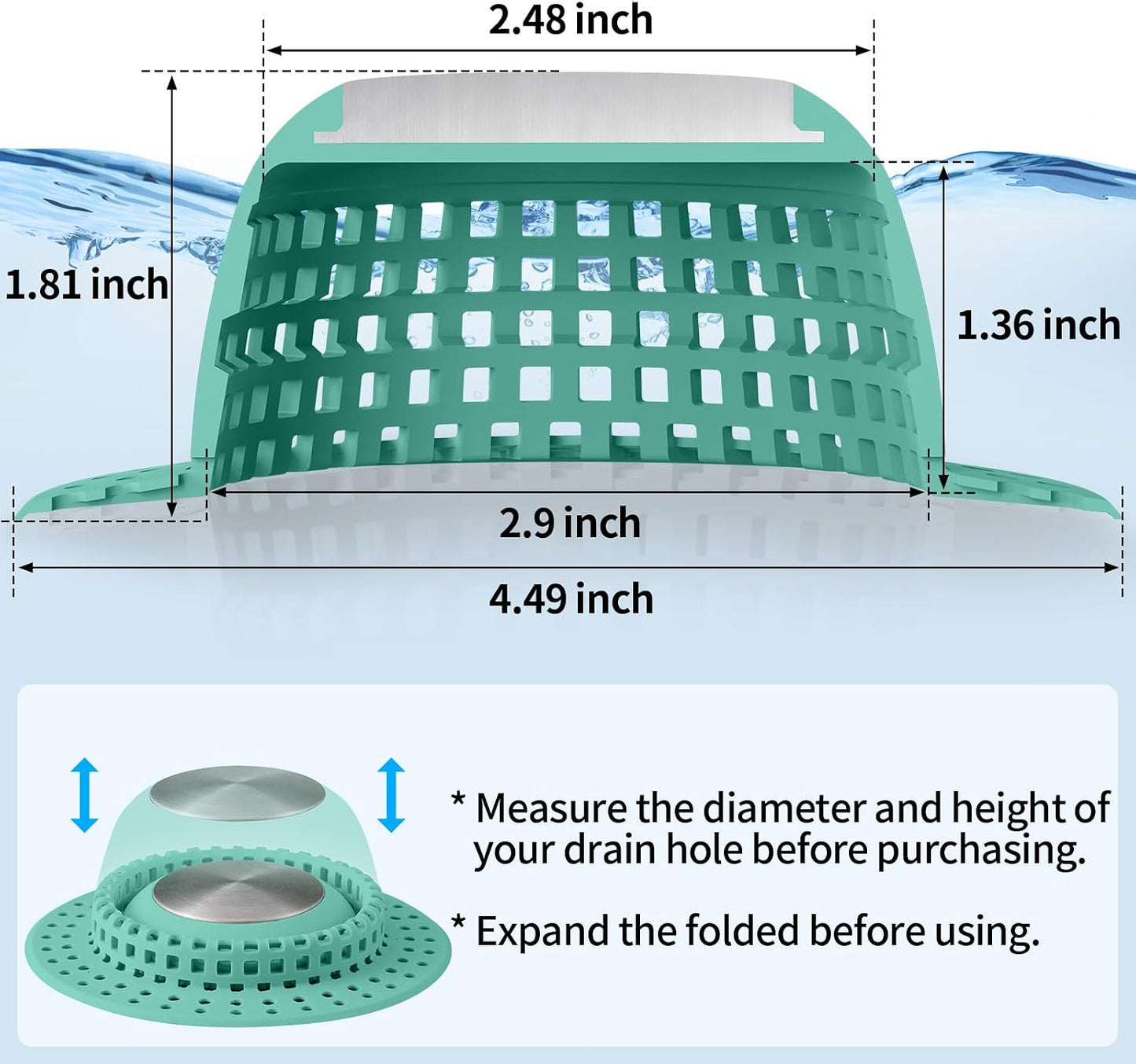 Aluvor Shower Drain Hair Catcher Bathtub Drain Cover Sink Drain Protector | Bathroom Sink & Bathtub Drain Strainer for Pop-Up & Regular Drains, Silver Grey
