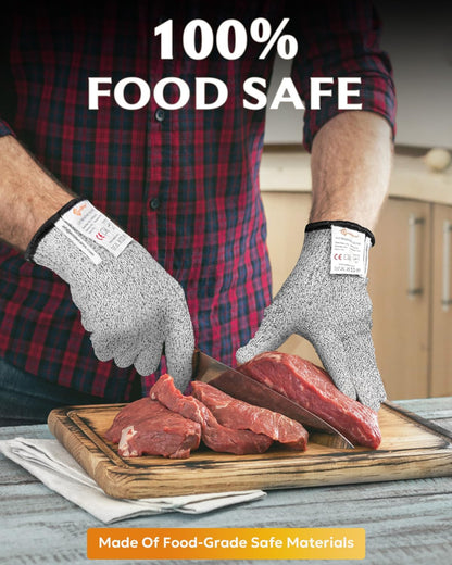 Evridwear Level 5 Cut Resistant Gloves with Non-Slip Grip, 2 Pairs | HPPE Material, Food Safe, Comfortable & Breathable, Kitchen, Crafting & DIY Projects(M, Pink+Gray)