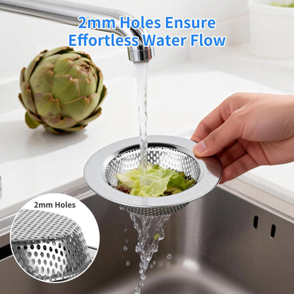 4PCS 4.4" Stainless Steel Kitchen Sink Drain Strainer Food Catcher | Wide Rim, Fine Mesh Filter Basket, Prevents Clogging, Catches Food Debris, Dishwasher Safe, Standard Kitchen Sink Accessories