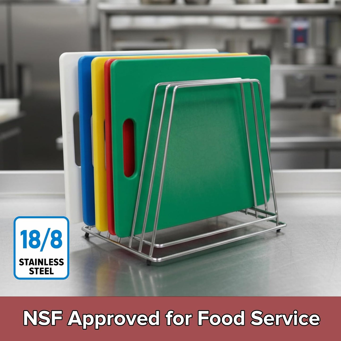 Commercial Cutting Board Rack, Fits 1" Thick Baking Pans and Sheets for Organizer - NSF Stainless Steel, Holds 6 Boards
