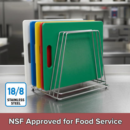 Commercial Cutting Board Rack, Fits 1" Thick Baking Pans and Sheets for Organizer - NSF Stainless Steel, Holds 6 Boards