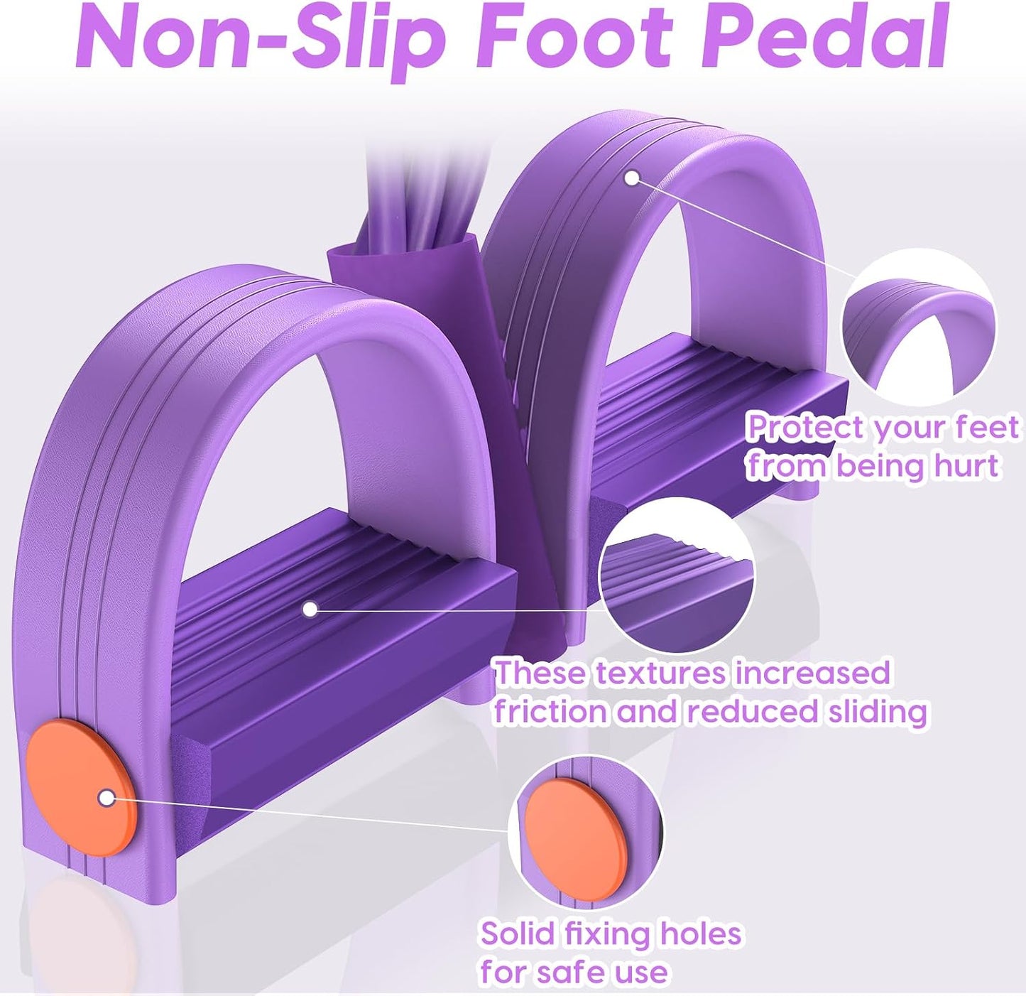 Pedal Resistance Band with Handles, 6-Tubes Natural Rubber Exercise Bands | Upgrade Foot Pedal Resistance Bands for Working Out, Multifunction Fitness Equipment for Abdomen, Waist, Arm, Leg, Pilates