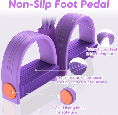 Pedal Resistance Band with Handles, 6-Tubes Natural Rubber Exercise Bands | Upgrade Foot Pedal Resistance Bands for Working Out, Multifunction Fitness Equipment for Abdomen, Waist, Arm, Leg, Pilates