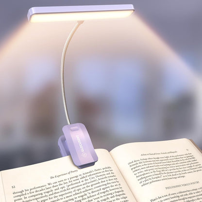 Glocusent 26 LED Reading Lights for Books in Bed, Ideal Gifts for Reader | Rechargeable Book Light, Eye Caring 5 Amber Colors Stepless Dimming, Travel Lightweight Clip-on, Book Lovers Men Women Kids