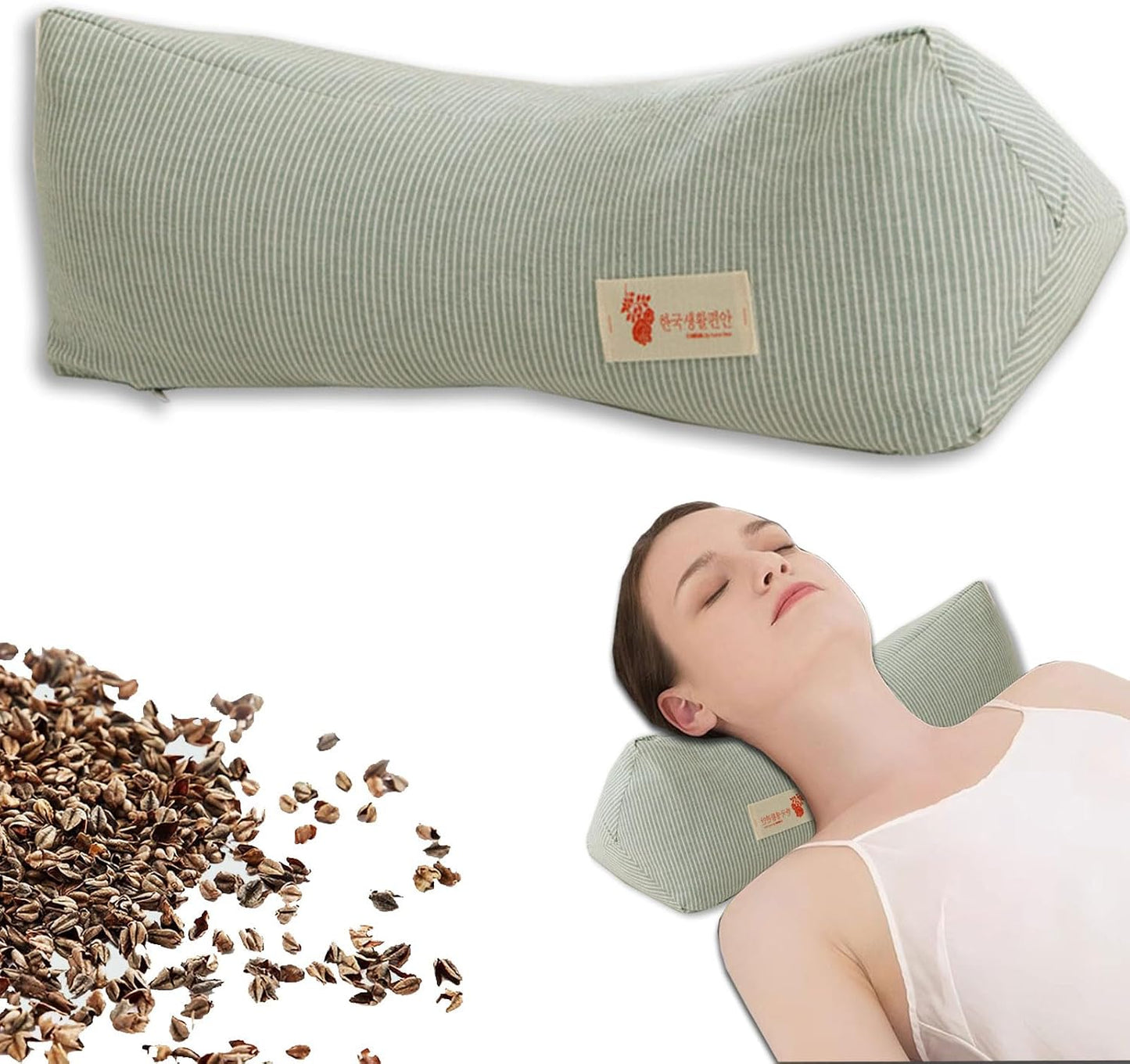 Neck & Cervical Pillows Buckwheat Pillow ，Neck Support Pillow Cervical Neck Roll Bolster Pillow，Neck Pain Relief for Back and Side Sleepers Round Pillows (Pink)