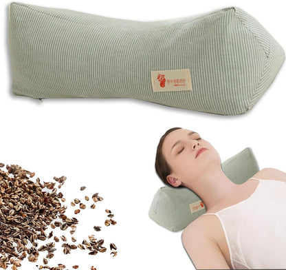 Neck & Cervical Pillows Buckwheat Pillow ，Neck Support Pillow Cervical Neck Roll Bolster Pillow，Neck Pain Relief for Back and Side Sleepers Round Pillows (Pink)
