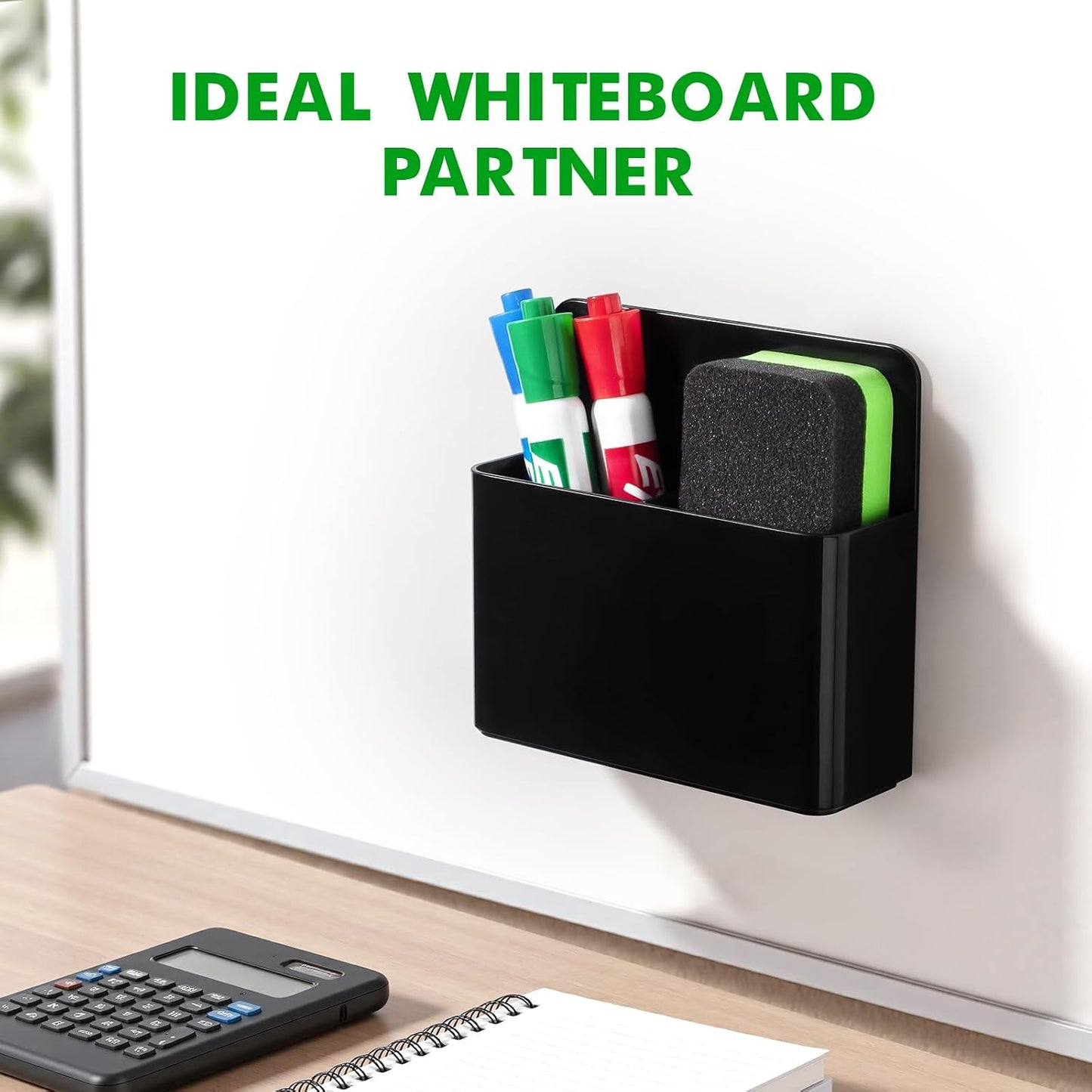 2 Pack Magnetic Pen Holder Cup for Whiteboard, Classroom Supplies | Plastic Magnetic Dry Erase Marker Holder for Refrigerator Fridge, Pencil Cup for School, Locker Accessories Organizer-White