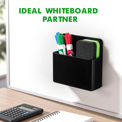 2 Pack Magnetic Pen Holder Cup for Whiteboard, Classroom Supplies | Plastic Magnetic Dry Erase Marker Holder for Refrigerator Fridge, Pencil Cup for School, Locker Accessories Organizer-White