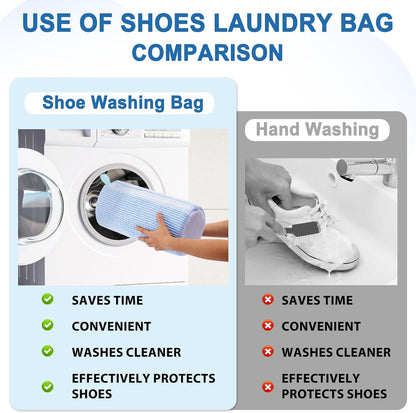 Aship Shoe Washing Machine Bag, Laundry Shoes Bag for Washer & Dryer - 2PC Reusable Shoe Cleaning Bag for Sneakers,Tennis Shoes, 360° Deep Cleaning With Self-locking Zipper for All Shoes Sizes - White