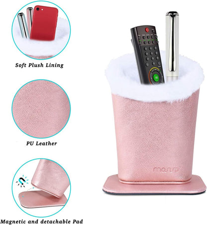 MOSISO Eyeglasses Holder for Women, Plush Lined PU Leather Glasses Case | Eyeglasses Holder with Magnetic Base, Anti-Scratch Storage for Desk