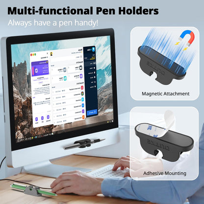 OUTXE 6-Pack Magnetic & Adhesive Pen Holder with Dual Slots - Easy Organize & Access Pencil, Pen, Marker- Perfect for Desk, Wall, Refrigerator, Whiteboard, Clipboard | Easy Organize & Access Pencil, Pen, Marker- Perfect for Desk, Wall, Refrigerator,