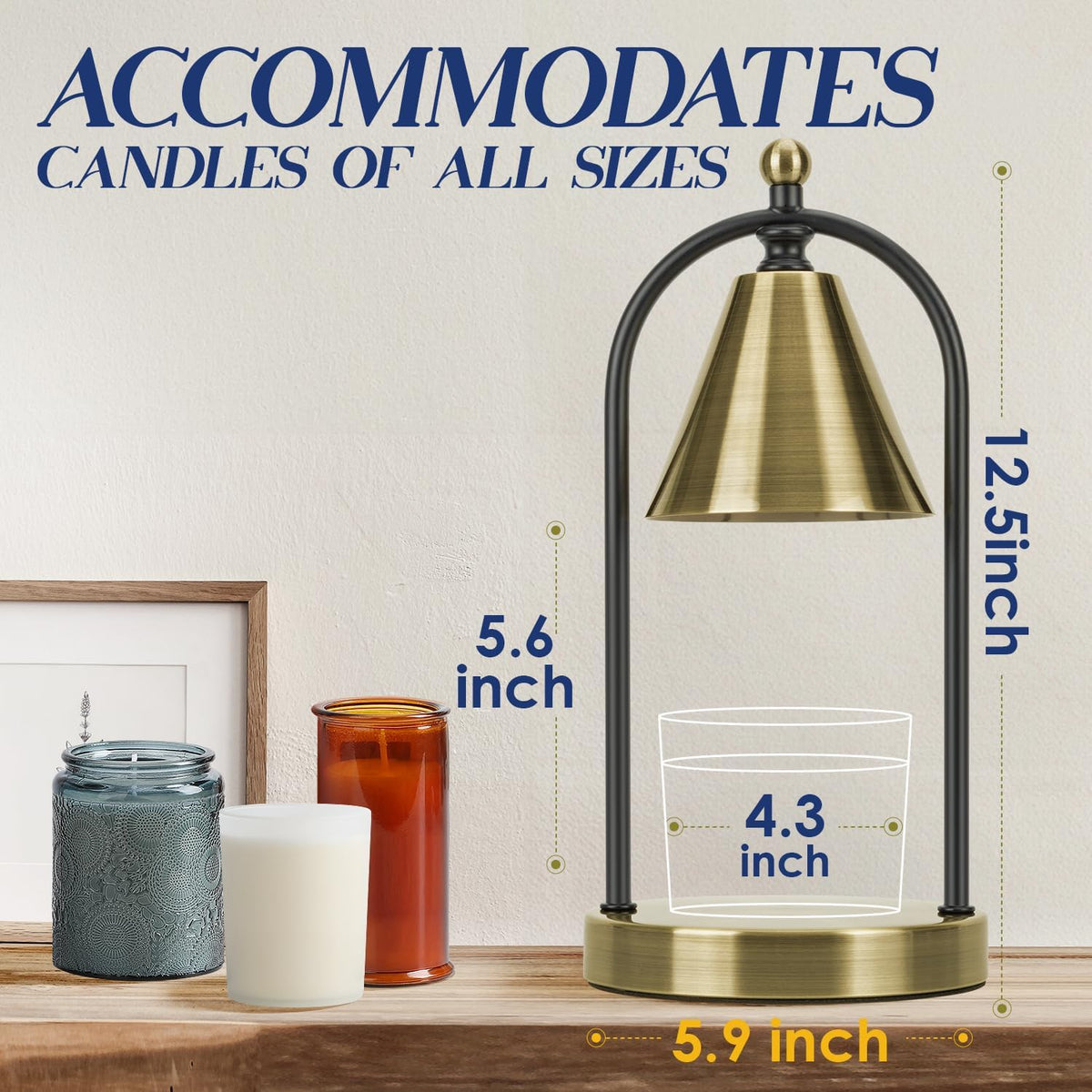 Candle Warmer Lamp with Timer, Electric Black Candle Warming Light for Bedroom, Dimmable Wax Melts Warmer for Home Decor Beside Lamp Gifts for Women (2 Bulbs Included)