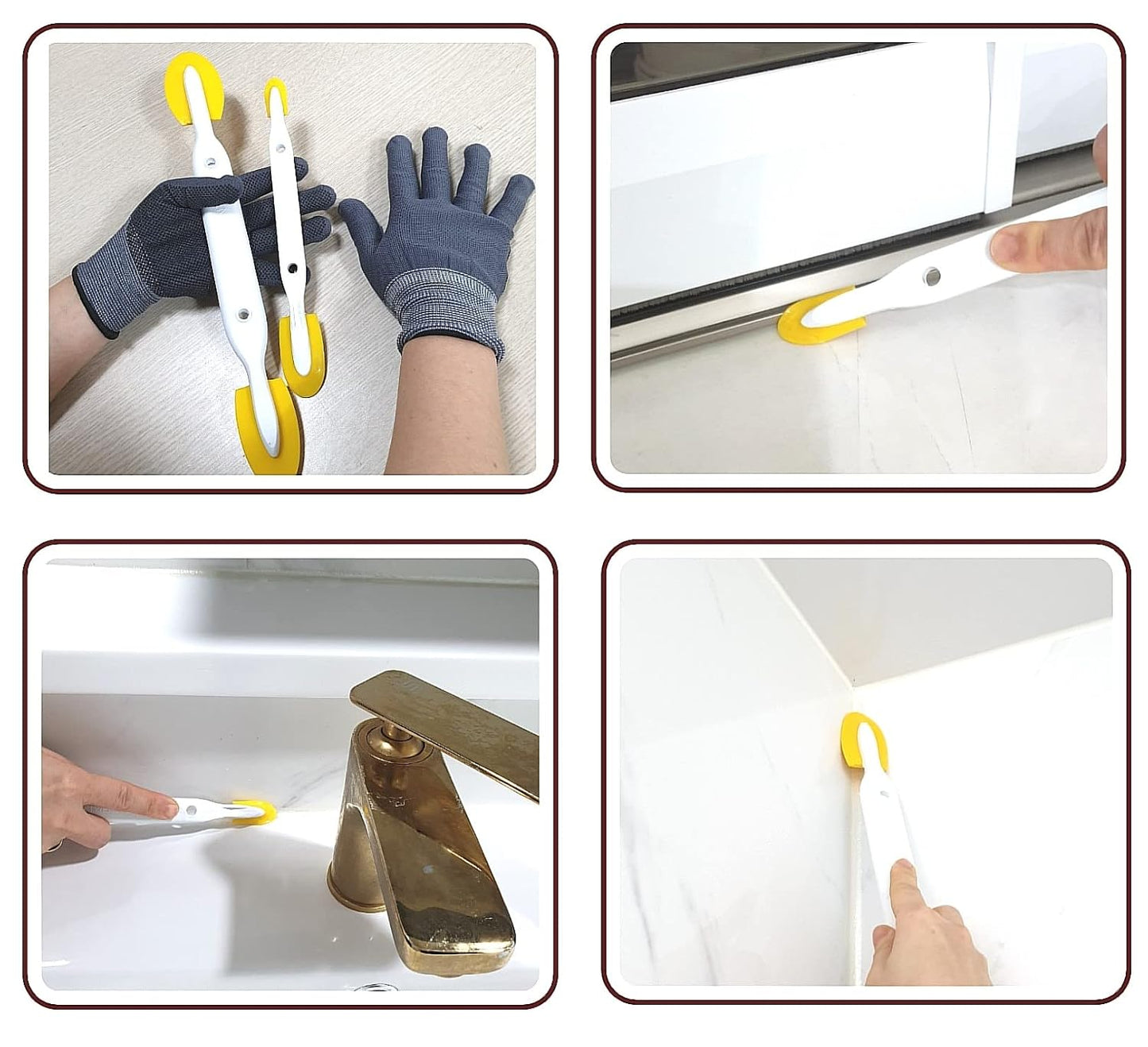 Caulk Caulking Silicone Sealant Finishing Tool (4-Size)- Ideal for DIY, Waterproofing, Grouting. Durable Urethane Rubber Design, Scratch Prevention (Two-Way (S) 3P)
