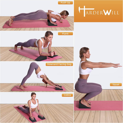 Yoga Foam Wedge Blocks (Pair), Calf Raise Block, Calf Stretcher, Yoga Wrist Support, Balance, Pushup, Fitness, Pilates, Heel Stretcher, Squat Wedge with Gym Bag