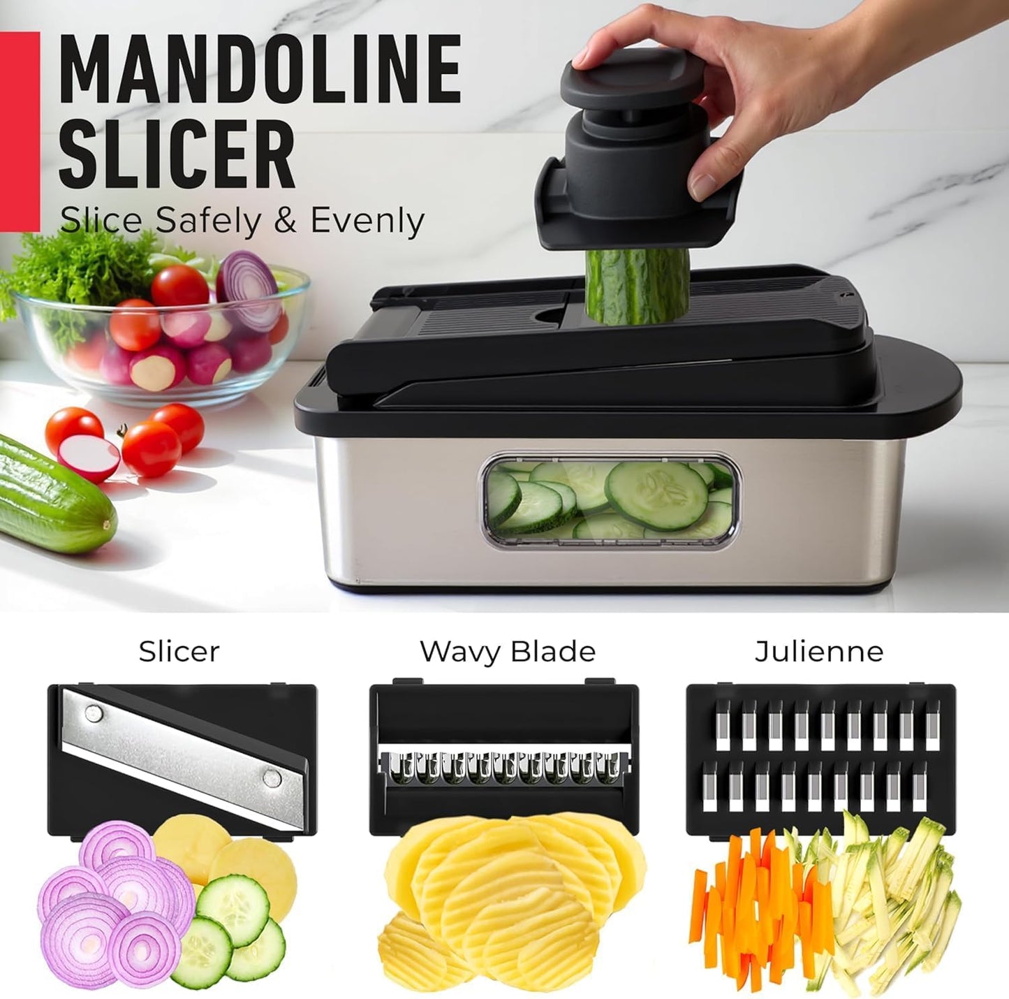 Mueller The Real Original Pro Vegetable Chopper & Mandoline Slicer, 10-in-1 | since 2013, 8 Blade Food Veggie Chopper, Onion Vegetable Cutter with Container, Kitchen Gadgets & Essentials