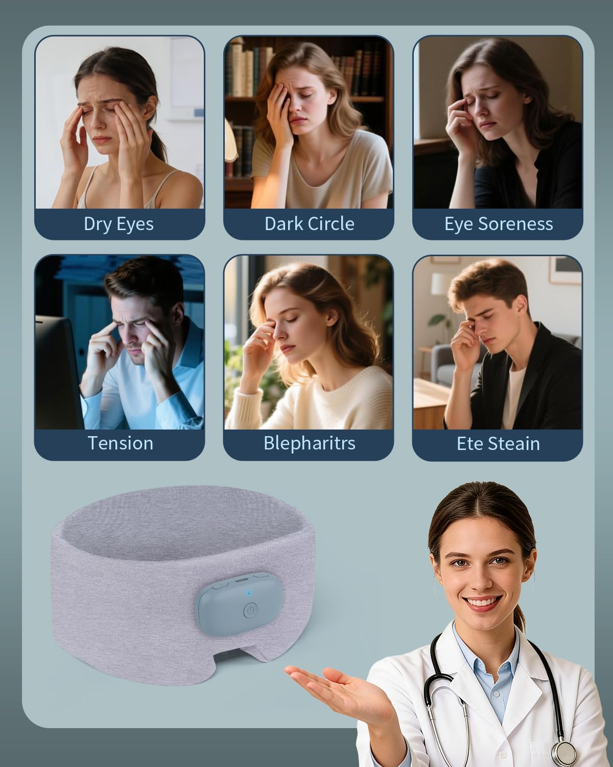 Heated Bluetooth Eye Mask for Sleep, Dry Eyes & Relaxation