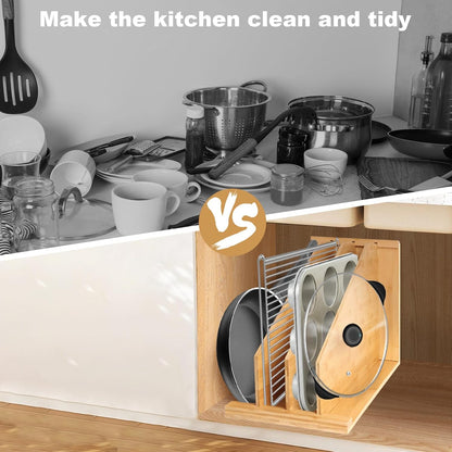 Upgraded Tray Dividers for Cabinets,15in Hx22in Dx12in W, Kitchen Cabinet Tray Divider for Pans, Lids, Pot And Pan, Cookie Sheet. with 3 Dividers,Keeping The Kitchen Organized（1）