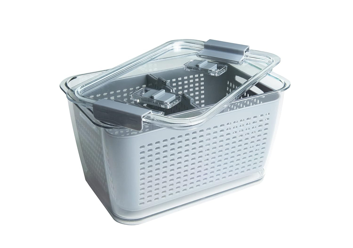 Kitchen Spaces Stackable Fridge Storage Colander Containers, Variety Pack | 3 Sizes to Store Fresh Produce, Organize Washed Fruits and Veggies, Snap and Seal Lids with Adjustable Vents, Hand Wash Only