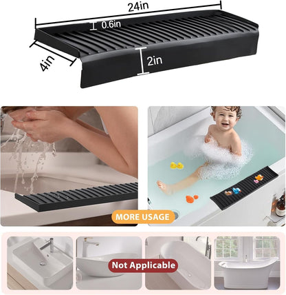 Sink Edge Protector with Suction Cup 14" 20" 24" 30", Silicone Sink Splash Guard for Kitchen & Bathroom, Protect Countertop from Scratches, Stains, for Stainless Steel Granite Quartz-Grey