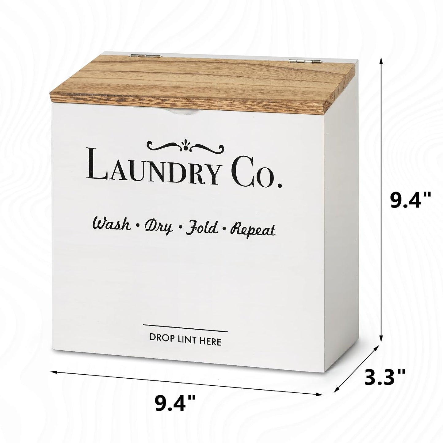 Magnetic Lint Bin for Laundry Room | Dryer Lint Bin with Lid, Wooden Lint Holder, Rustic Lint Box, Modern Farmhouse Laundry Room Decor, White