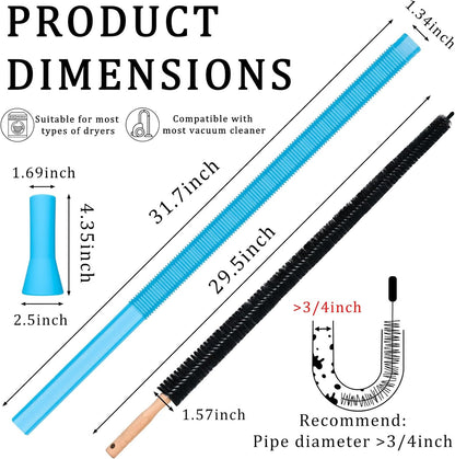 Dryer Vent Cleaner Kit with Vacuum Hose Attachment - Universal Dryer Lint Vacuum Tool for Clothes Dryer Cleaning, Flexible Hose & Lint Trap Vacuum Attachment for Most Vacuum Cleaners